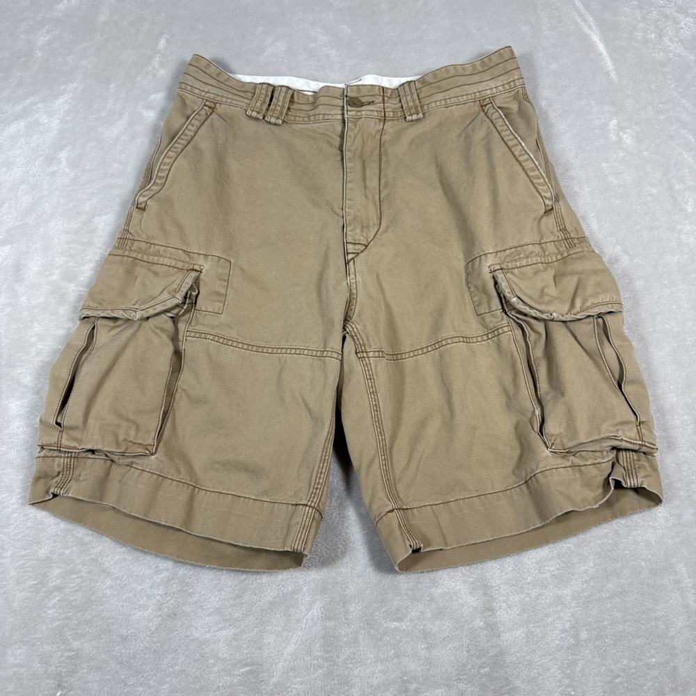 Polo Ralph Lauren Cargo Shorts Camp Thick Rugged Brown Baggy Shorts Mens Size 31